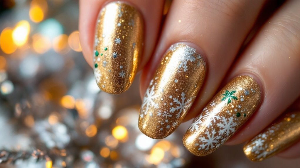 Glitter and Gold Nail Designs for Christmas