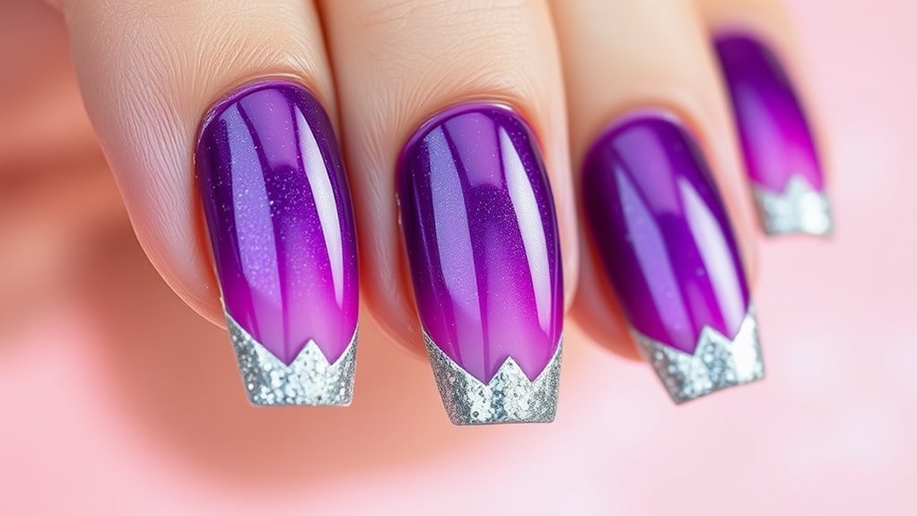 purple and silver nail designs