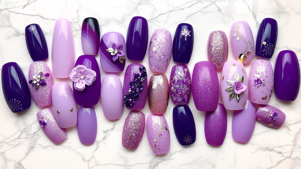 purple themed nail designs