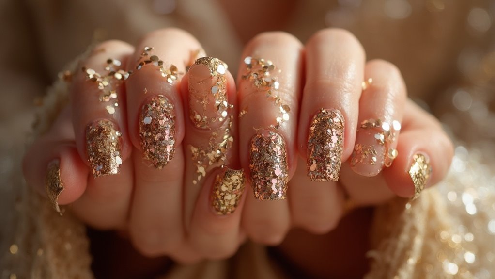 shimmering glittery nail design