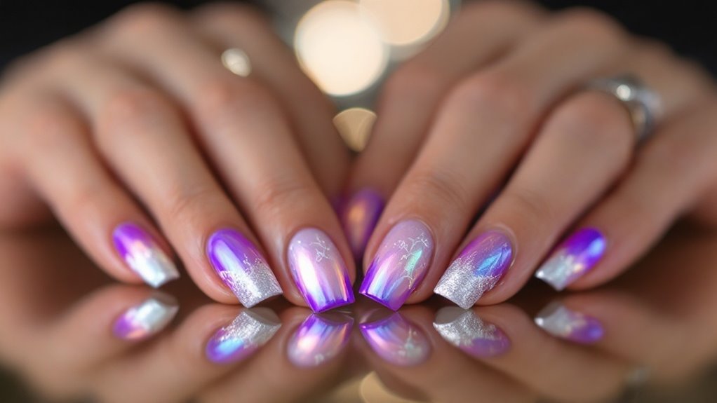 Purple And Silver Nails