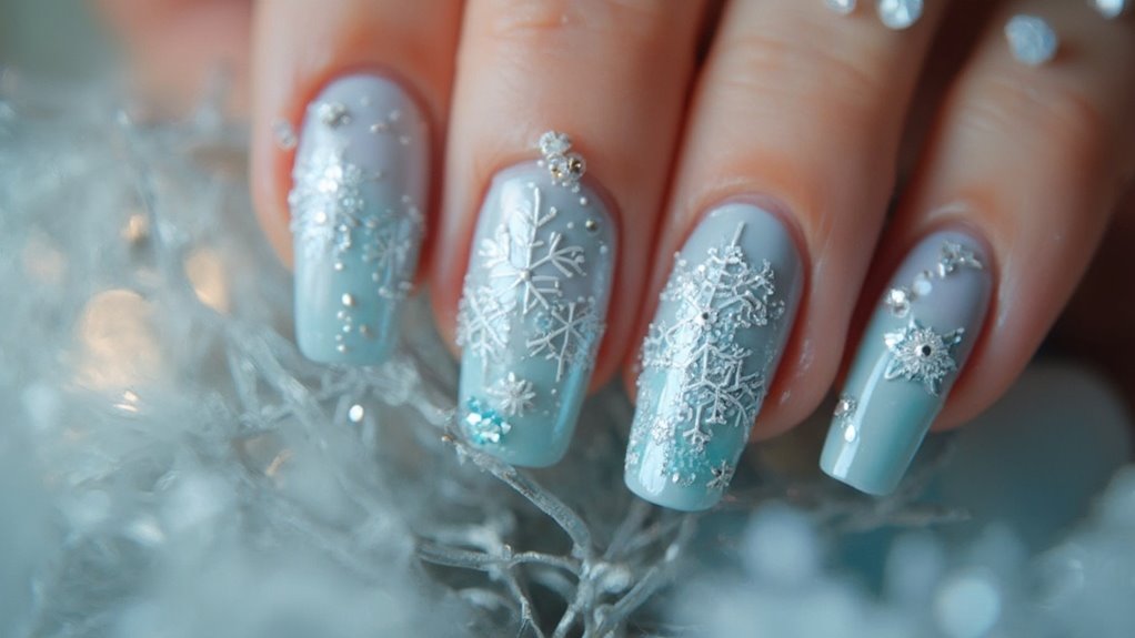 winter themed nail art